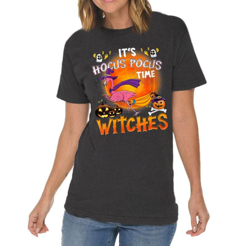 Womens Its Hocus Pocus Time Witches Flamingo Vintage T-shirt | Artistshot