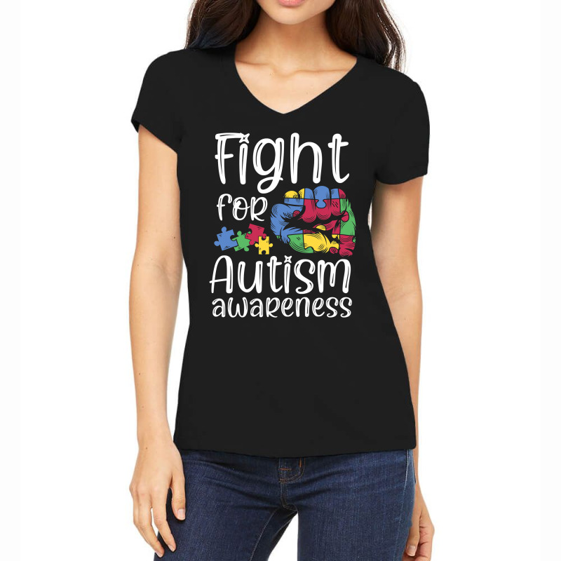 Fight For Autism Awareness World Autism Awareness Day 2021 T Shirt Women's V-Neck T-Shirt by DianneHenderson91 | Artistshot