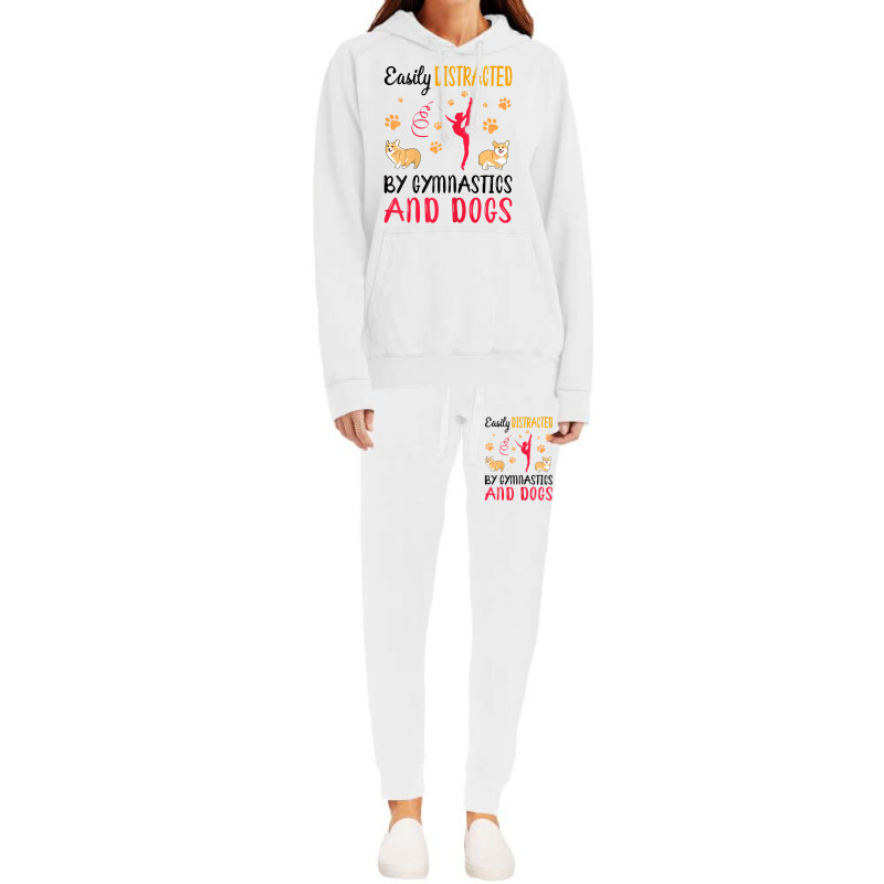 Womens Easily Distraced By Gymnastics And Dogs Gymnast Acrobat T Shirt Hoodie & Jogger Set | Artistshot