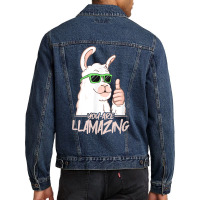 You Are Llamazing   Birthday Party Cool Alpaca Hipster Drips T Shirt Men Denim Jacket | Artistshot