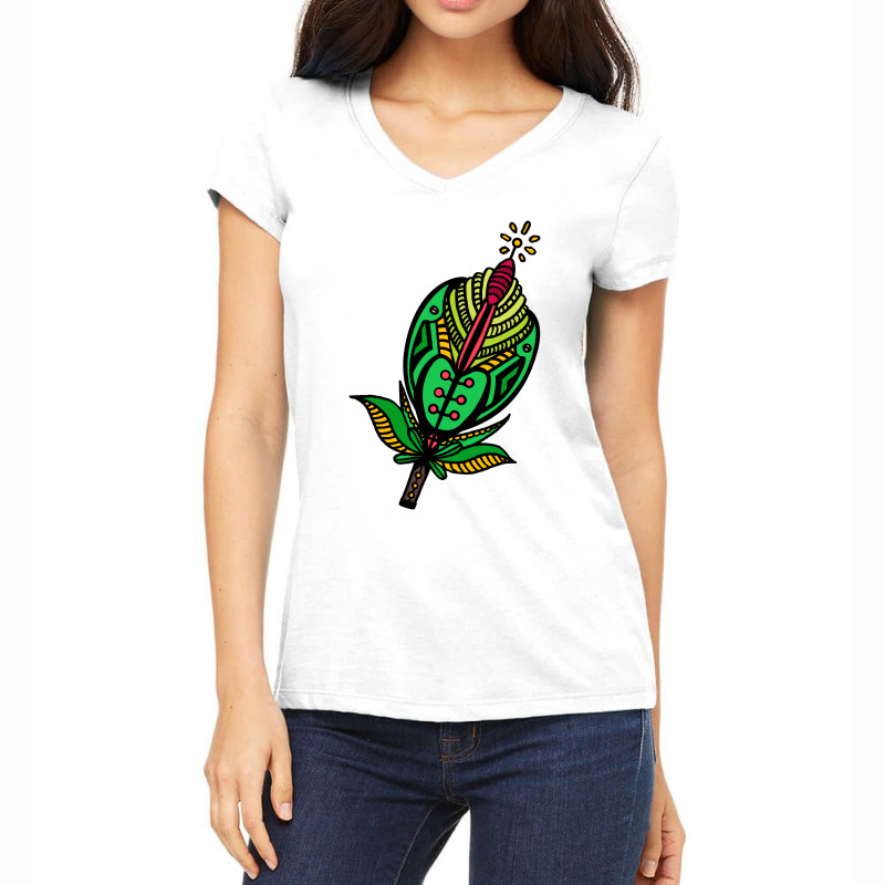 Aesthetic Green Flower Women's V-neck T-shirt | Artistshot