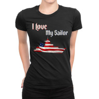 Military Support Us Flag Naval I Love My Sailor Tank Top Ladies Fitted T-shirt | Artistshot