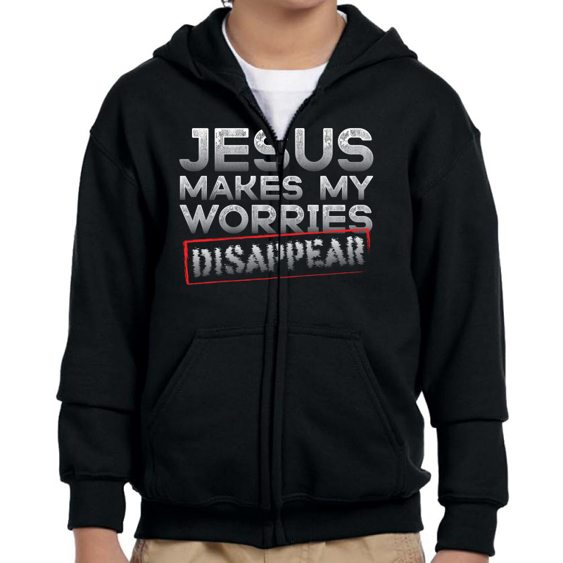 Jesus Makes My Worries Youth Zipper Hoodie | Artistshot