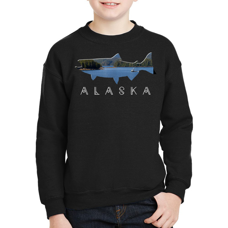 Alaskan King Salmon With Fishing Boat Saltwater Fishermen T Shirt Youth Sweatshirt by BrunkeMiaysia | Artistshot