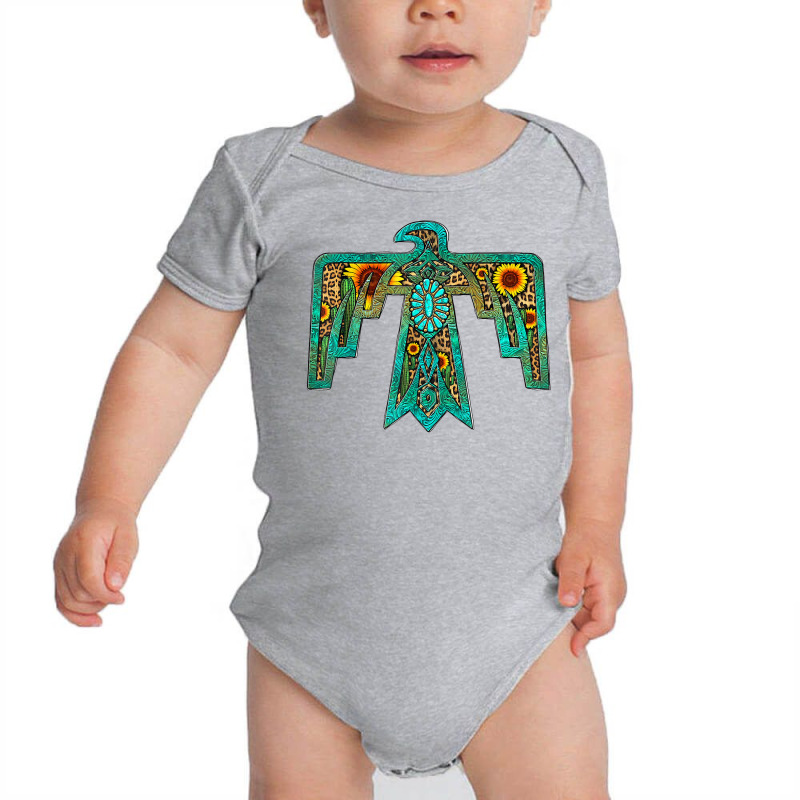 Western Sunflower Turquoise Native American Thunderbird Girl T Shirt Baby Bodysuit | Artistshot