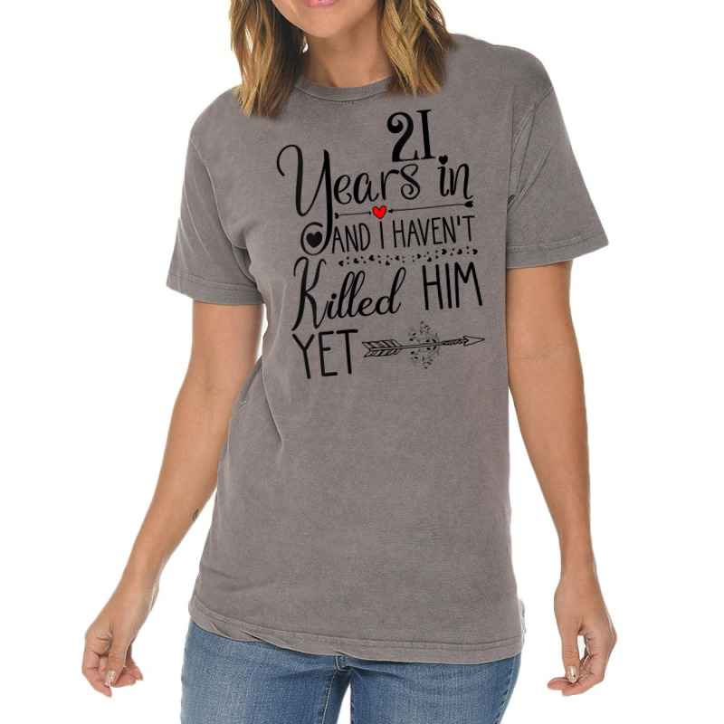 Womens 21st Wedding Anniversary For Her & Wife 21 Years Of Marriage V Vintage T-shirt | Artistshot