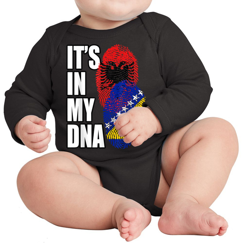 Bosnian And Albanian Mix Dna Flag Heritage Gift T Shirt Long Sleeve Baby Bodysuit by swaratpoavonabil | Artistshot