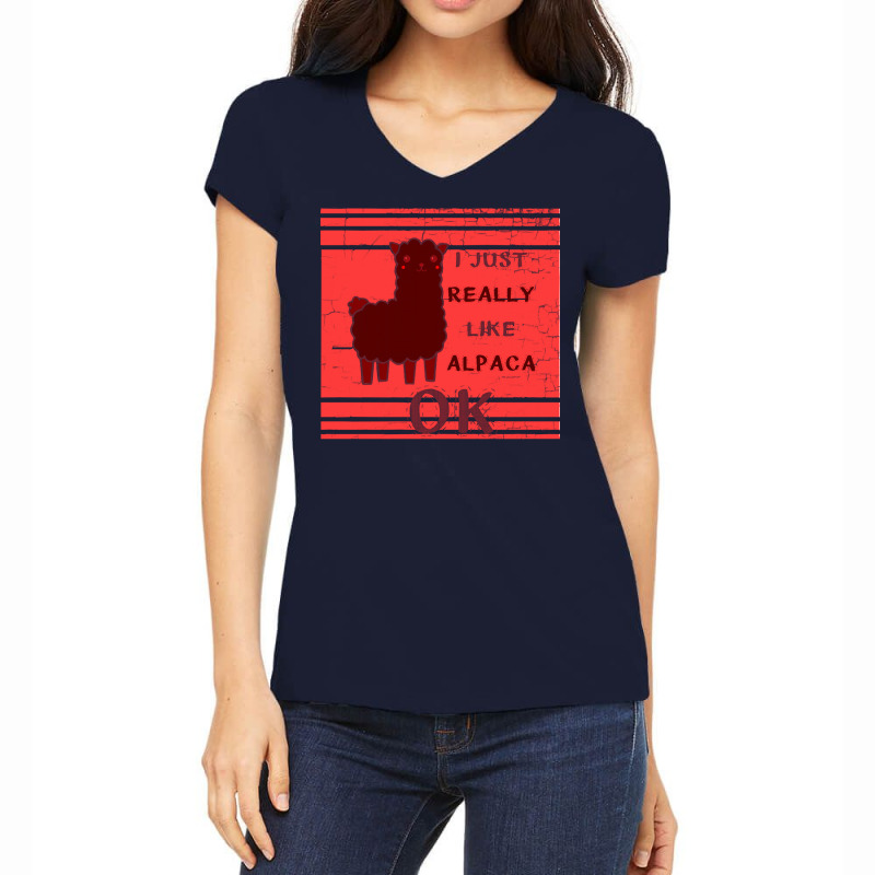 Funny Llama T  Shirt Funny Llama Alpaca T  Shirt Women's V-Neck T-Shirt by improbablerecent | Artistshot