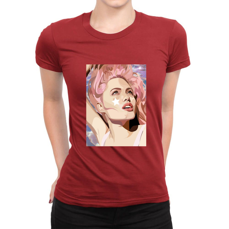 Angelina Jolie Cigarette Charming Ladies Fitted T-Shirt by trokeryth | Artistshot