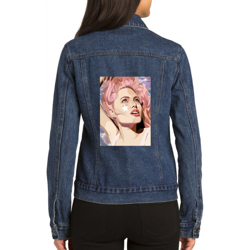 Angelina Jolie Cigarette Charming Ladies Denim Jacket by trokeryth | Artistshot