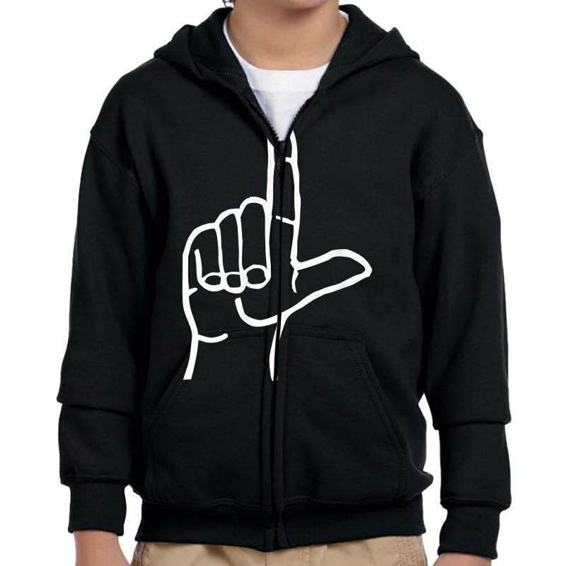 Loser Asl American Sign Language Letter L Finger Spelling Youth Zipper Hoodie by BrunkeMiaysia | Artistshot