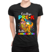 Dinosaur Goodbye Preschool Graduation Hello Kindergarten Ladies Fitted T-shirt | Artistshot