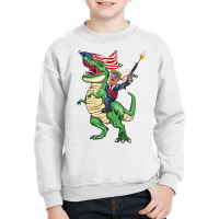 Machine Gun Trump On T Rex Dinosaur With American Flag Tank Top Youth Sweatshirt | Artistshot