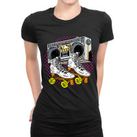 Roller Funny Skating Skates Sporty Street Vintage Sidewalks Games Char Ladies Fitted T-shirt | Artistshot