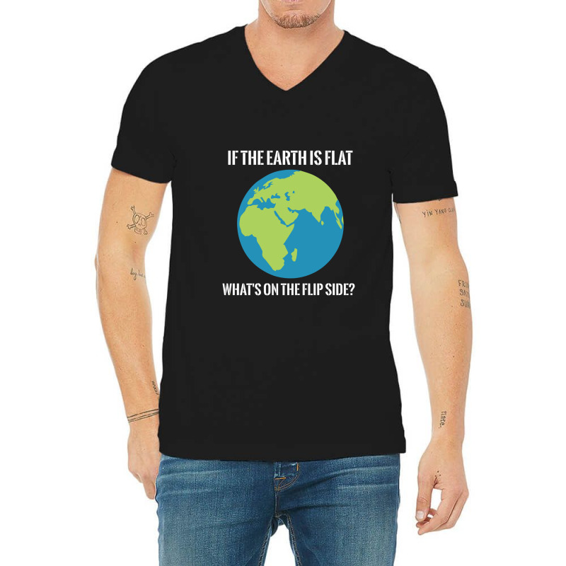 Flat Earth V-neck Tee | Artistshot