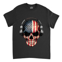 Skull Headphone Music Usa Flag 4th Of July Boys Kids Gamer Men Women Classic T-shirt | Artistshot