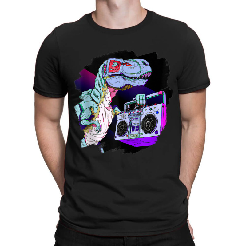 T Rex Dinosaur Stereo Techno Tyrannosaurus Rex Dj Music Mens Funny T-shirt | Artistshot