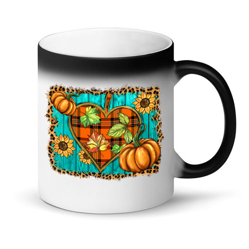 Fall Pumpkins And Sunflowers Heart Magic Mug | Artistshot