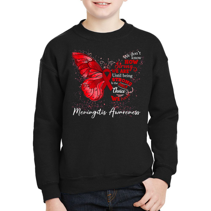 Womens Meningitis Awareness Burgundy Ribbon Butterfly T Shirt Youth Sweatshirt by pickengtwrentv | Artistshot