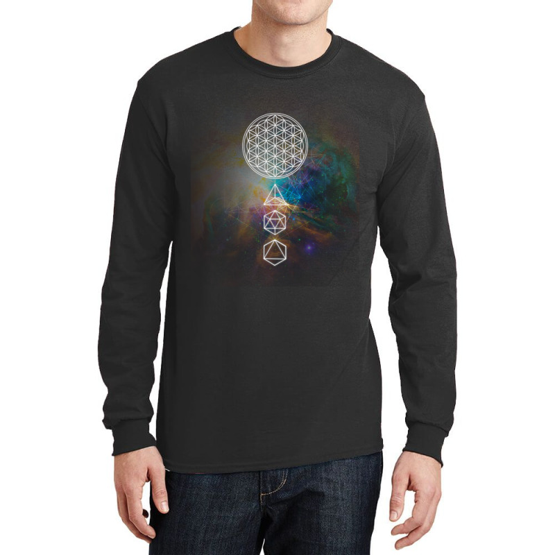 Flower Of Life Platonic Solids Mandala Long Sleeve T Shirt Long Sleeve Shirts by KaseeDheera | Artistshot