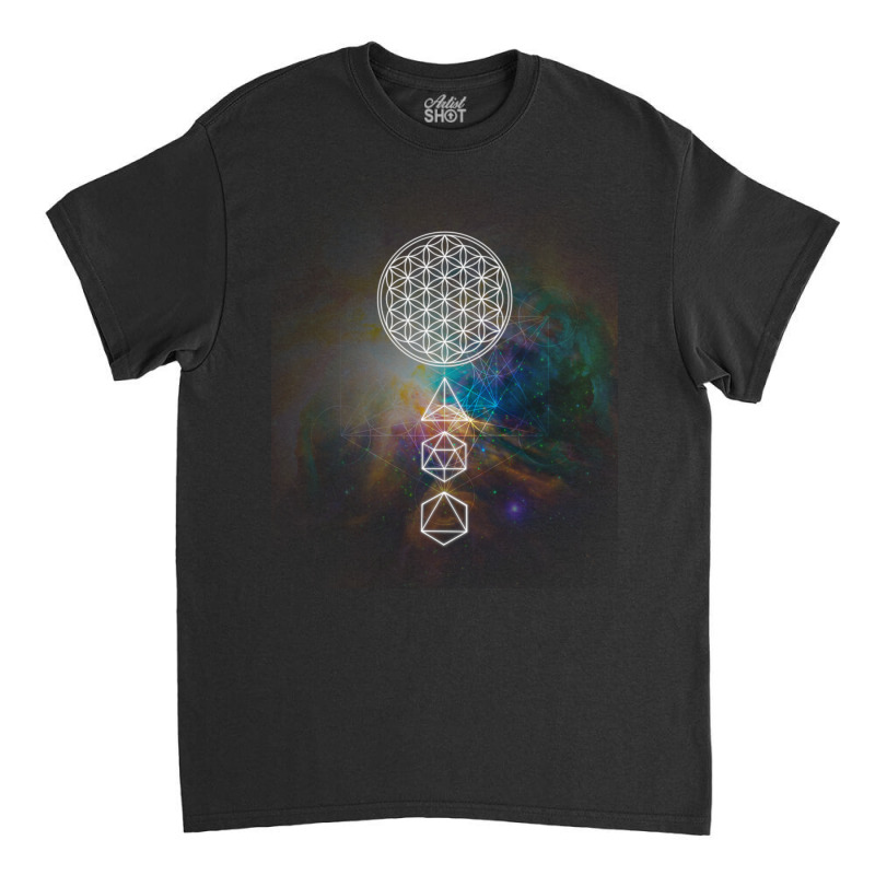 Flower Of Life Platonic Solids Mandala Long Sleeve T Shirt Classic T-shirt by KaseeDheera | Artistshot