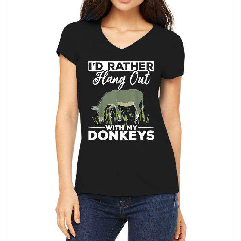 Farming Donkey Lover Farm Animal Farmer Funny Donkey Women's V-Neck T-Shirt by EaglesonBonnie | Artistshot