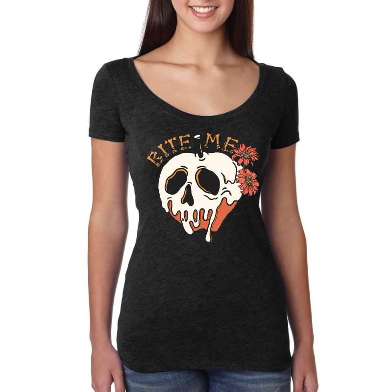 Bite Me T  Shirt Bite Me Floral Skull T  Shirt Women's Triblend Scoop T-shirt by simplisticgive | Artistshot