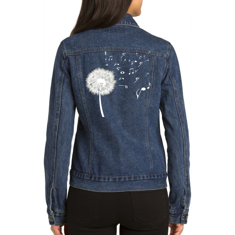 Dandelion Music T  Shirt Dandelion Music Note Music Lover T  Shirt Ladies Denim Jacket by savannasavor | Artistshot