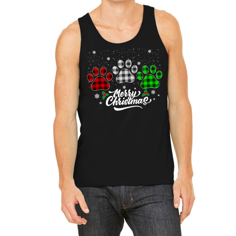 Merry Christmas Buffalo Plaid Shirt Red White Green Dog Paws Long Slee Tank Top | Artistshot