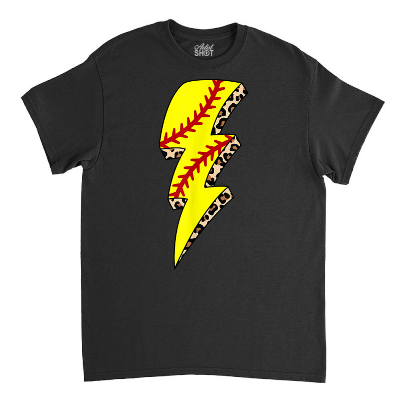 Leopard Softball Lightning Bolt Softball Mom Game Day T Shirt Classic T-shirt by sowleomballoucgp | Artistshot