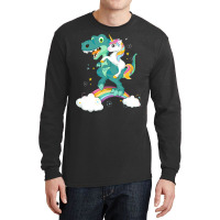 Unicorn Riding T  Shirt Unicorn Riding T Rex Dinosaur Boys Girls T  Sh Long Sleeve Shirts | Artistshot