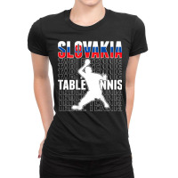 Slovakia Table Tennis Fans Jersey Slovak Flag Ping Pong T Shirt Ladies Fitted T-shirt | Artistshot