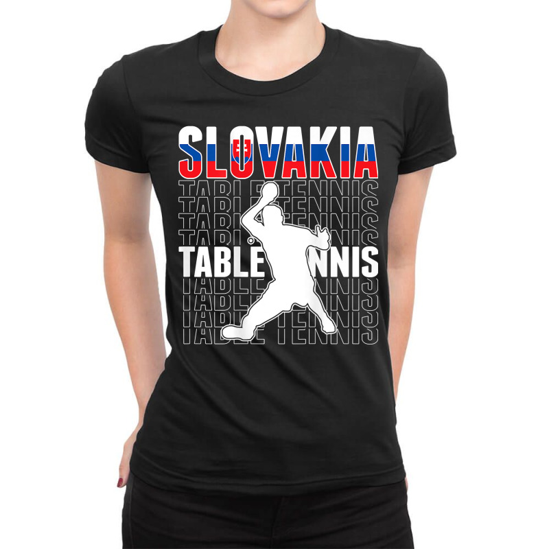 Slovakia Table Tennis Fans Jersey Slovak Flag Ping Pong T Shirt Ladies Fitted T-Shirt by pickengtwrentv | Artistshot