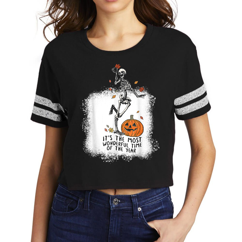 Spooky Dance Skeleton Most Wonderfull Time Halloween Pumpkin T Shirt Scorecard Crop Tee by pickengtwrentv | Artistshot