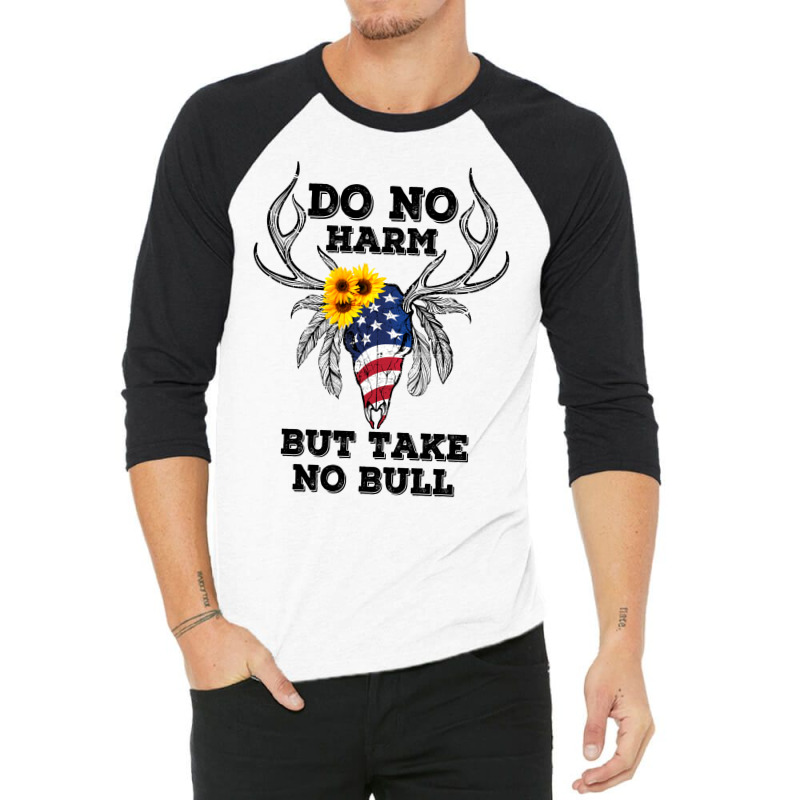 Do No Harm But Take No Bull American Skull For Light 3/4 Sleeve Shirt by autlu2024 | Artistshot