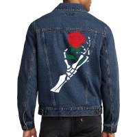 Skeleton Hand Red Rose Flower Aesthetic T Shirt Men Denim Jacket | Artistshot