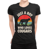 Cougar Just A Boy Who Loves Cougars Men Retro Vintage Sunset T Shirt Ladies Fitted T-shirt | Artistshot