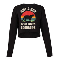 Cougar Just A Boy Who Loves Cougars Men Retro Vintage Sunset T Shirt Cropped Sweater | Artistshot