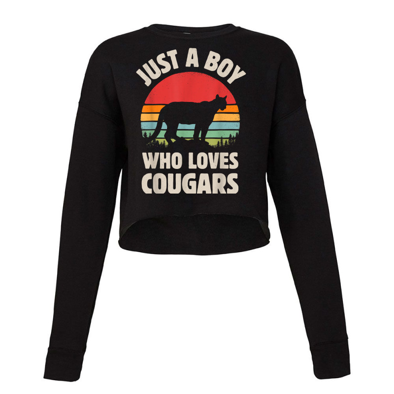 Cougar Just A Boy Who Loves Cougars Men Retro Vintage Sunset T Shirt Cropped Sweater by klezgbnist | Artistshot