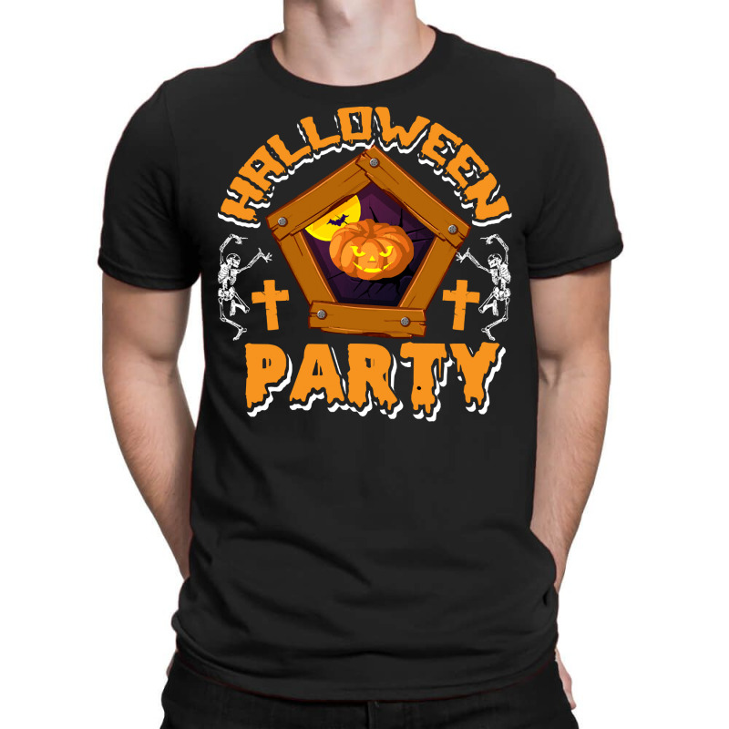 Halloween T  Shirt Funny Halloween Party Skeletons Pumpkin Frame Costu T-shirt | Artistshot