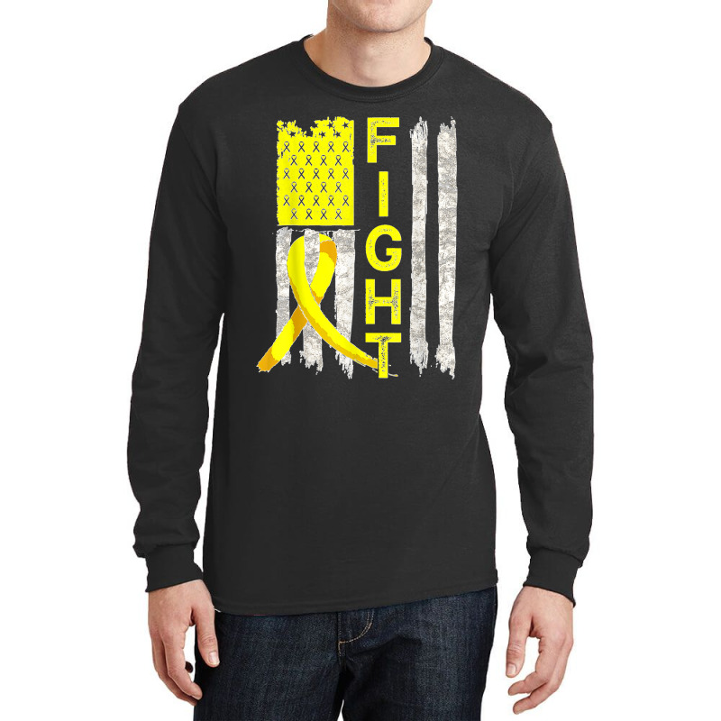 Fight Sarcoma Cancer Awareness American Flag Bone Cancer Long Sleeve Shirts by WirtzRichard | Artistshot