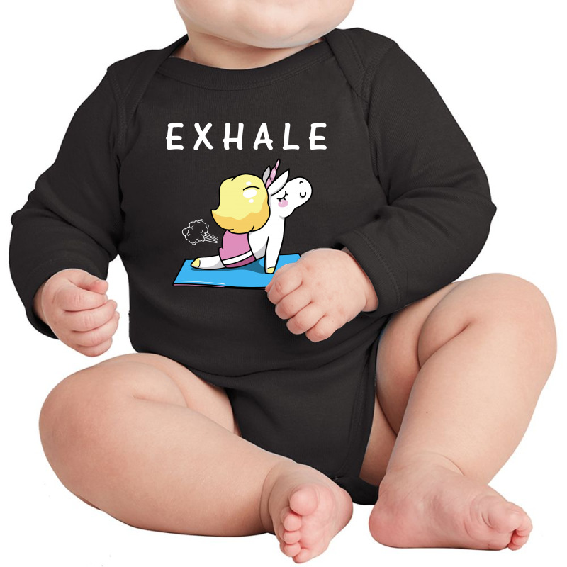 Exhale Unicorn For Dark Long Sleeve Baby Bodysuit | Artistshot