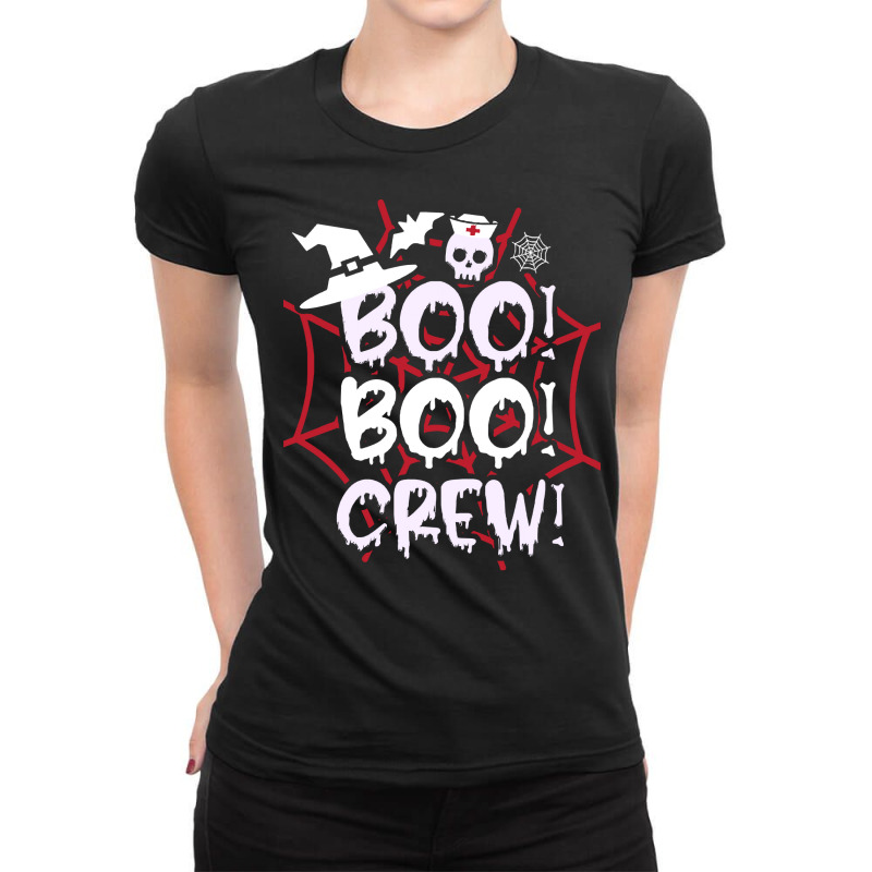 Funny Boo Boo Nurse Ghost T  Shirt Funny Halloween Boo Boo Crew Nurse Ladies Fitted T-Shirt by savannasavor | Artistshot