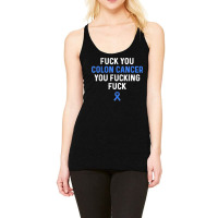 Fuck Colon Cancer Funny Awareness Blue Ribbon Women & Men Racerback Tank | Artistshot