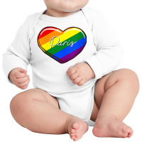 Womens Lgbt Pride Heart   First Name Paris Rainbow Hearts Love V Neck Long Sleeve Baby Bodysuit | Artistshot