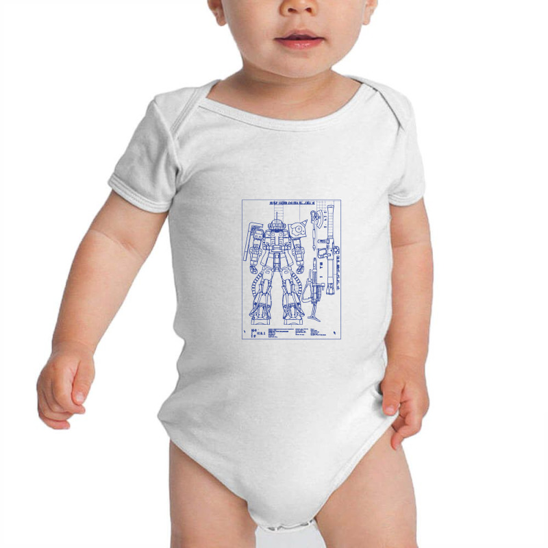 Zaku Ii Blueprint Gunpla Baby Bodysuit By Kabarkabur - Artistshot