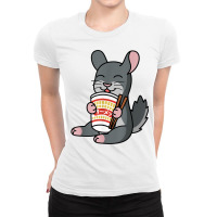 Chinchilla Eating Instant Ramen Noodles Pet T Shirt Ladies Fitted T-shirt | Artistshot