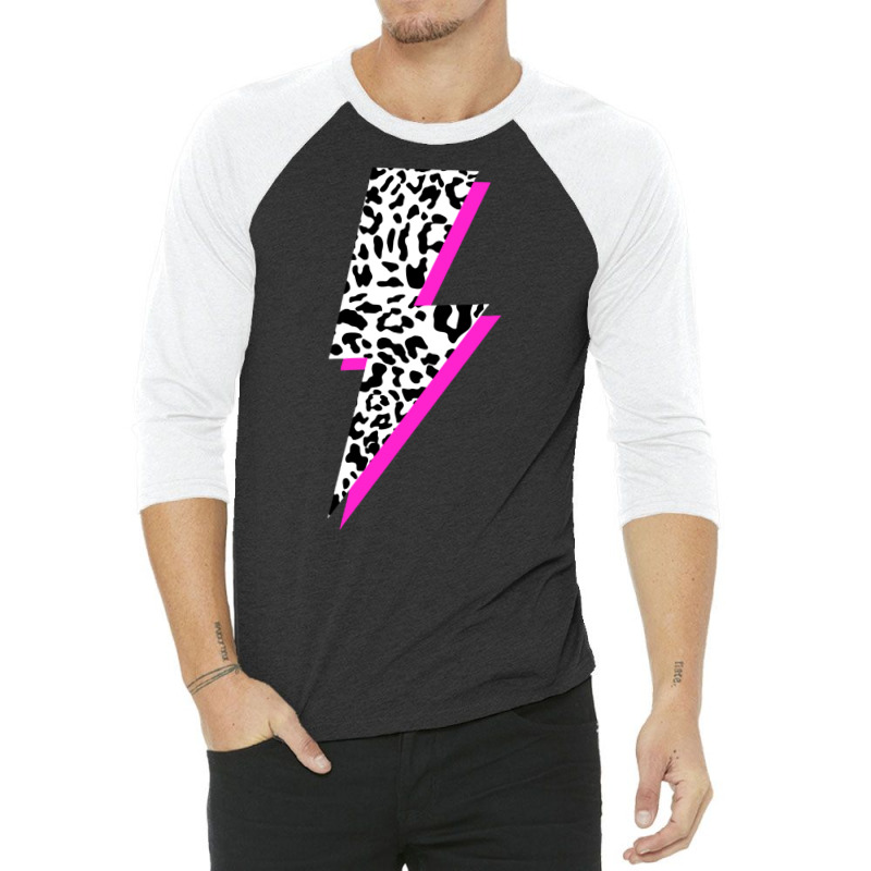 Leopard Lightning Bolt Pink Shadow Cheetah Graphic Print Sweatshirt 3/4 Sleeve Shirt by beansidpeelleo | Artistshot