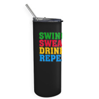 Funny Women Golfer Golf Lover Swing Swear Drink Repeat Skinny Tumbler | Artistshot