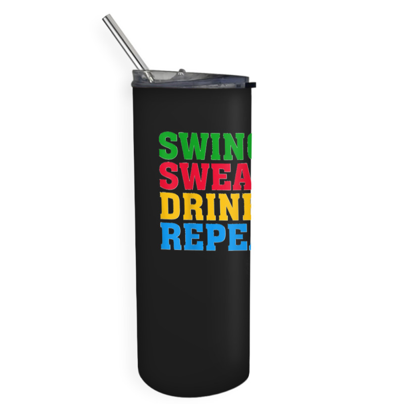 Funny Women Golfer Golf Lover Swing Swear Drink Repeat Skinny Tumbler | Artistshot